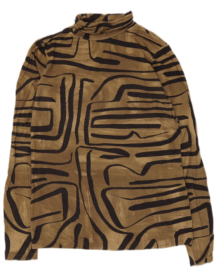 Jigsaw Damen Top Langarm UK 10 Small Braune geometrische Viskose