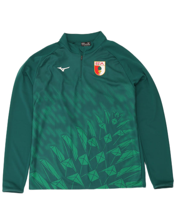 Mizuno Herren-Oberteil mit Reißverschluss und Grafik, langärmelig, 3XL, grün, geometrisch, Polyester