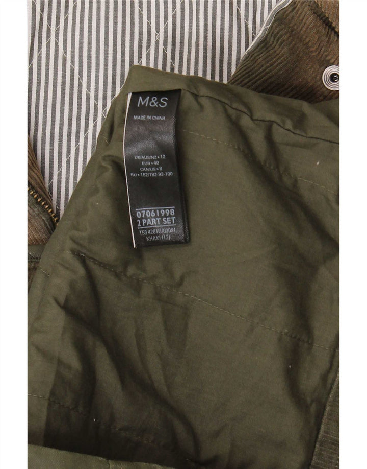 Marks & Spencer Damen-Jacke aus gewachster Baumwolle mit Kapuze, UK 12, mittleres Khaki
