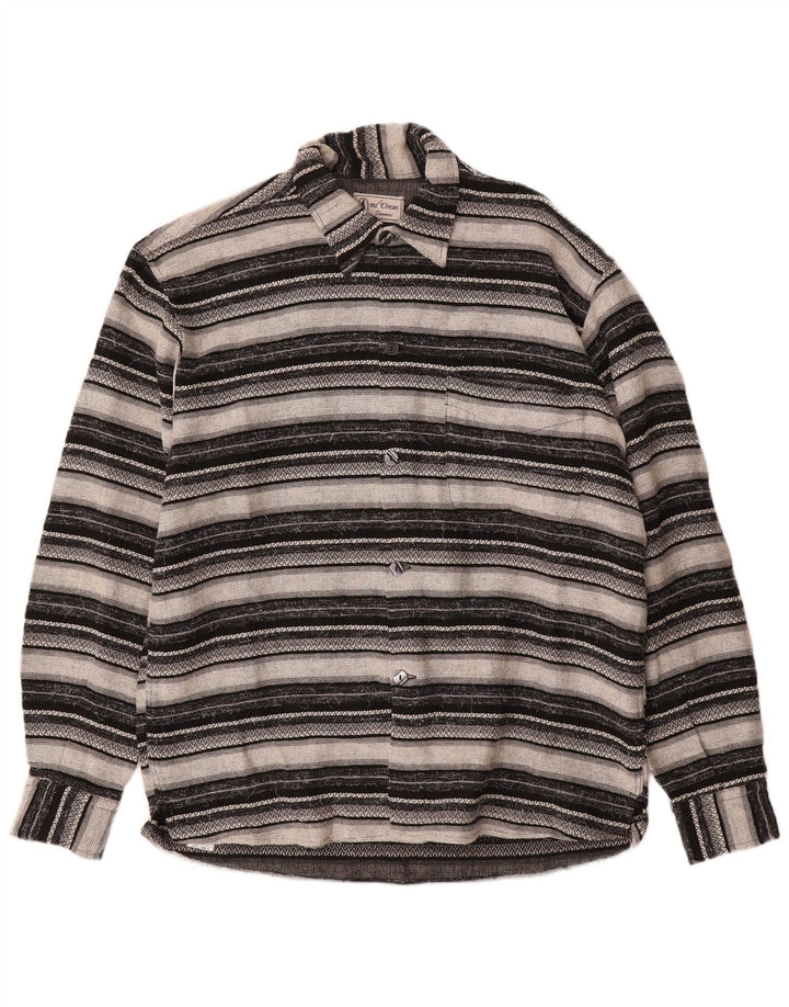 Vintage Herren Overshirt Shirt Große graue geometrische Viskose