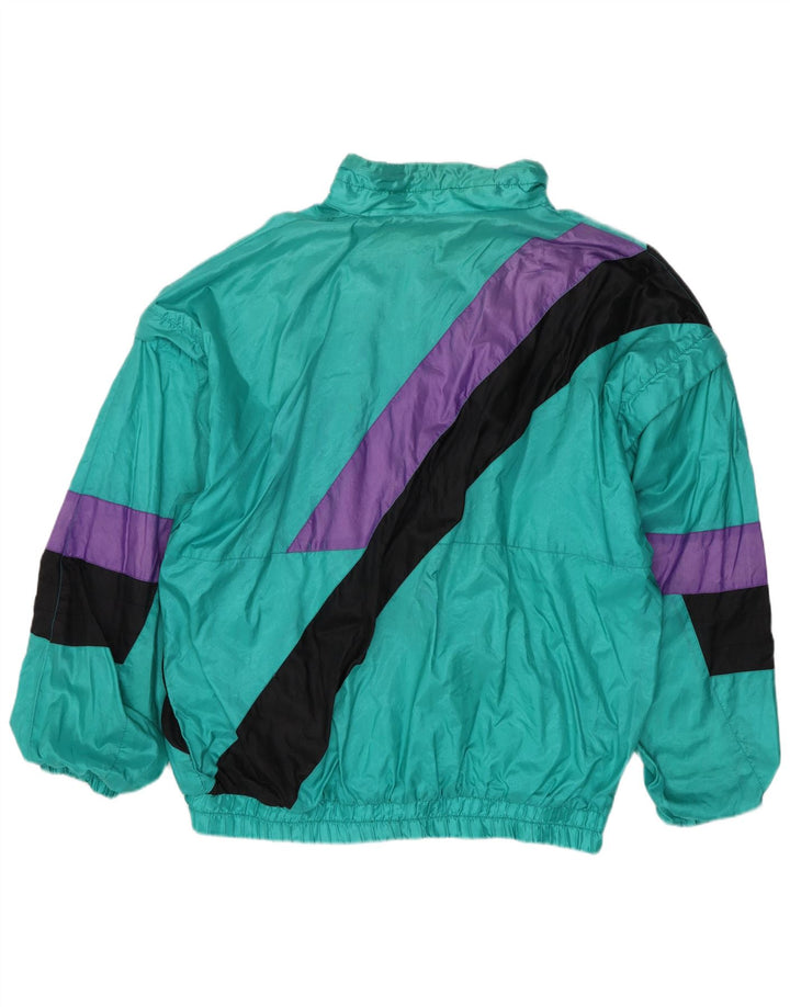 Vintage Herren-Trainingsanzug-Top-Jacke, großes grünes Colourblock-Polyamid