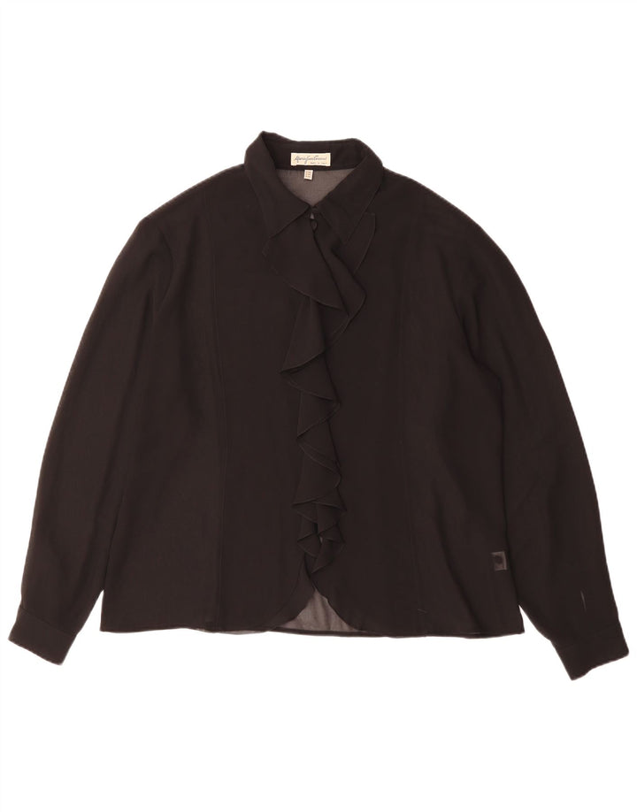 Mario Pucci Cecconi Damen Langarm-Hemdbluse IT 50 XL Schwarz