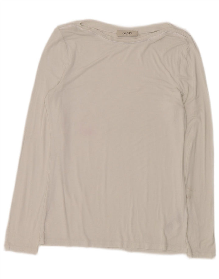 OASIS Damen Top Langarm UK 10 Small Weiße Viskose
