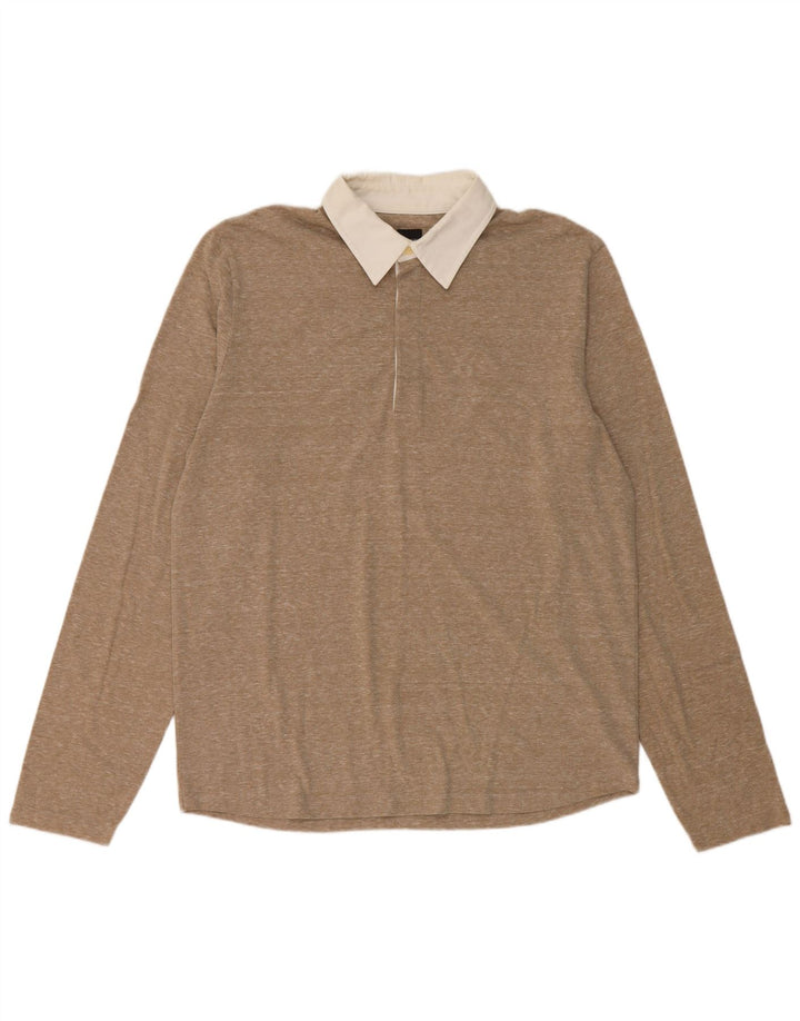 Hugo Boss Herren Langarm-Poloshirt Mittelbeige meliert