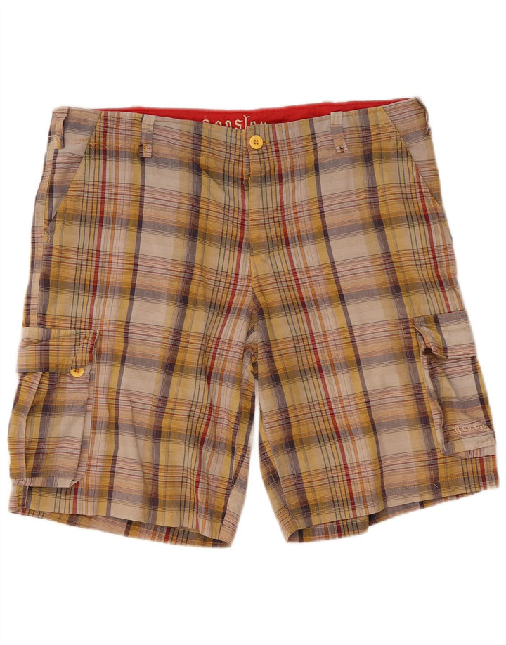 Boosley Herren-Cargoshorts W36, große, mehrfarbig karierte Baumwolle