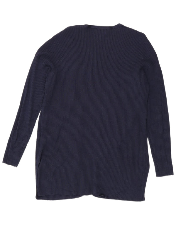 Marks & Spencer Womens Longline Cardigan Sweater UK 14 Medium Navy Blue