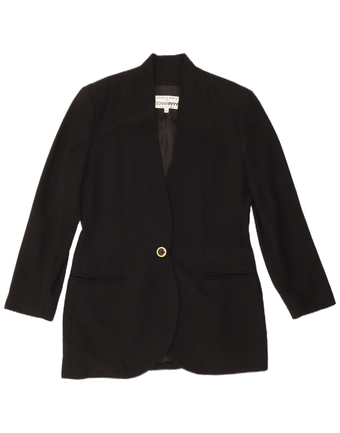 Vintage Damen 1 Knopf Blazer Jacke IT 44 Medium Schwarz