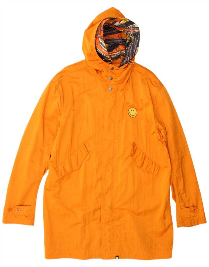 Pretty Green Herren Smiley Kapuzen-Regenmantel UK 40 Large Orange Polyester