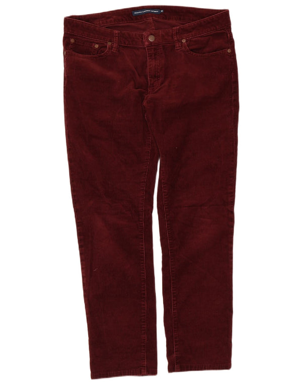 Ralph Lauren Damen Slim Cordhose US 12 Large W34 L27 Burgunderrot