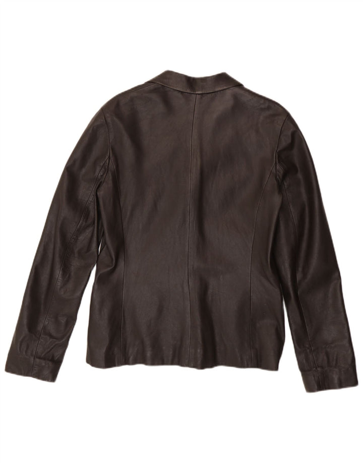 Vintage Damen 3-Knopf-Lederblazerjacke EU 38 Mittelbraunes Leder