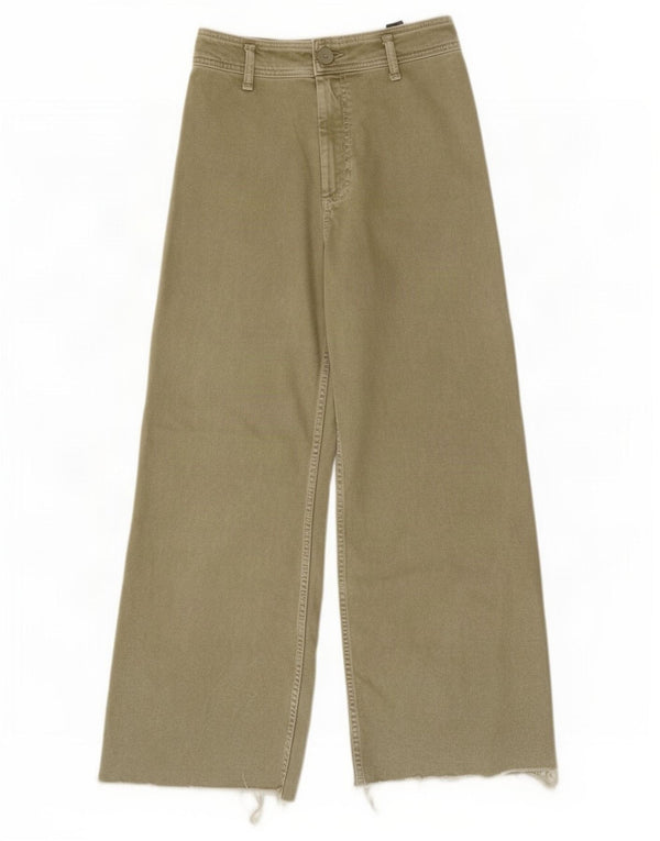 Zara Damen High Rise Wide Leg Jeans EU 40 Medium W30 L29 Khaki Baumwolle