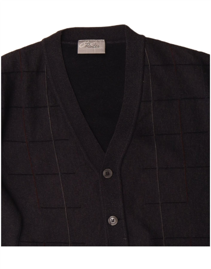 RODES Herren-Strickjacke, groß, grau kariert, Wolle