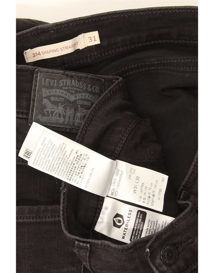 Levi's Damen 314 Shaping Straight Jeans W31 L30 Schwarze Baumwolle