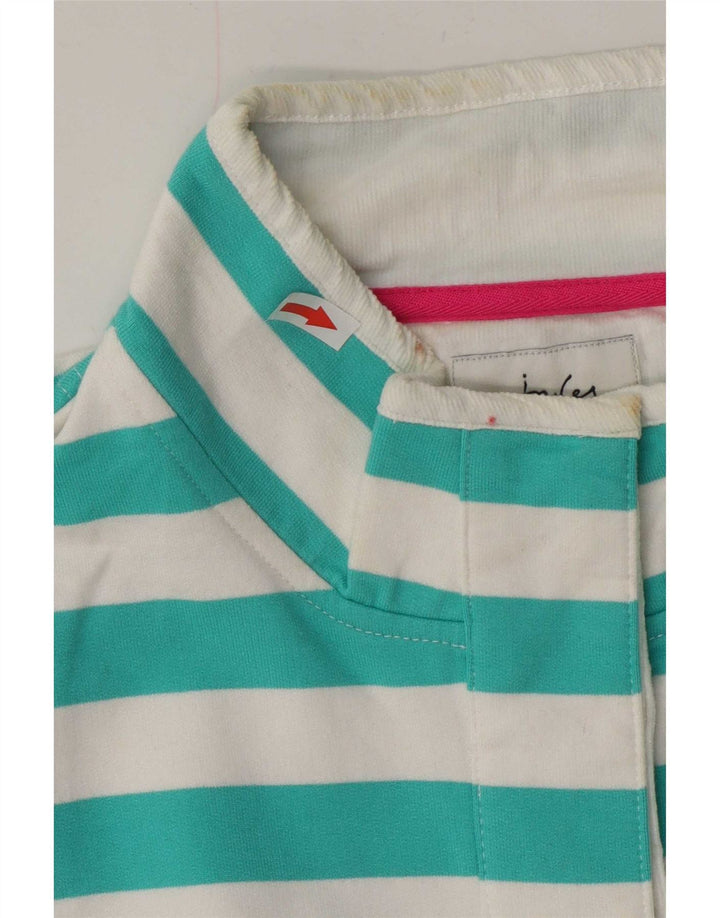 Joules Damen-Sweatshirt mit Knopfkragen, Gr. 40, Größe L, Türkis gestreift