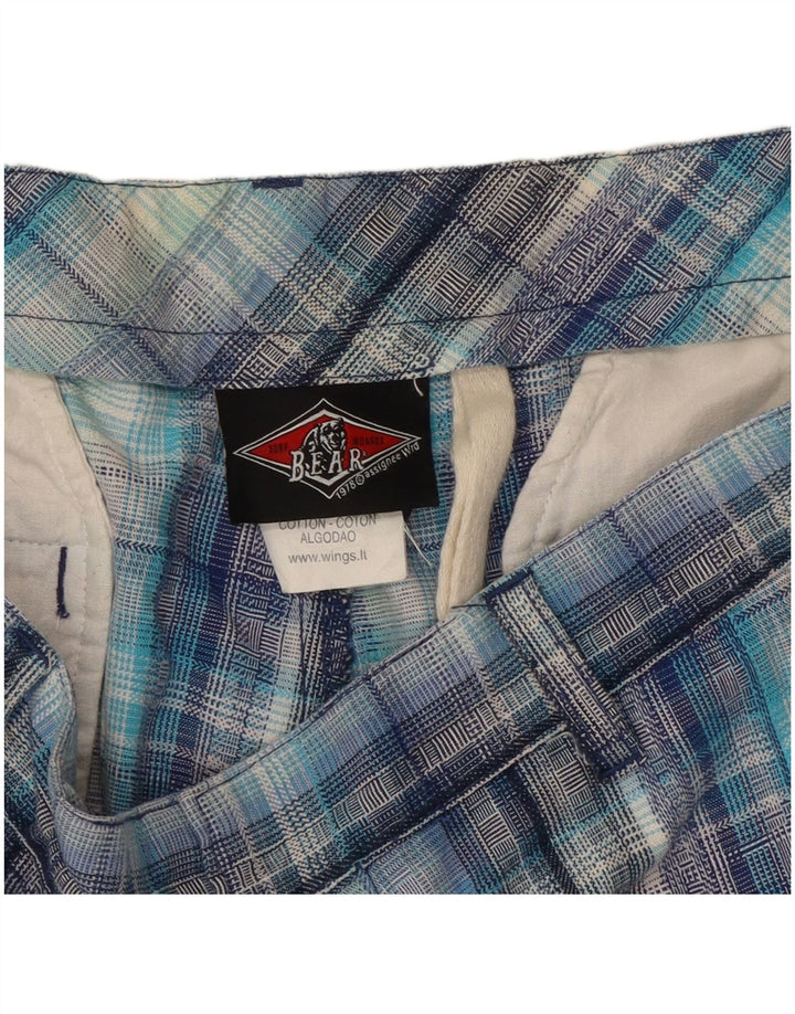 Bear Herren Cargoshorts W32 mittelblau karierte Baumwolle
