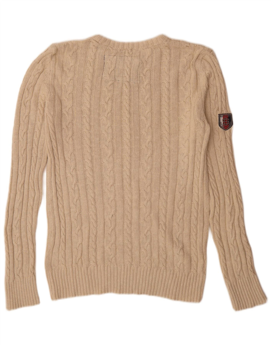 Superdry Herren-Pullover mit Rundhalsausschnitt, Größe S, Beige, Baumwolle