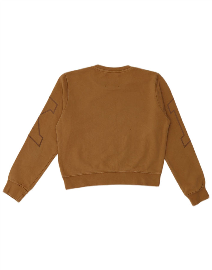 Pyrex Damen Grafik-Sweatshirt-Pullover UK 6 XS Braune Baumwolle
