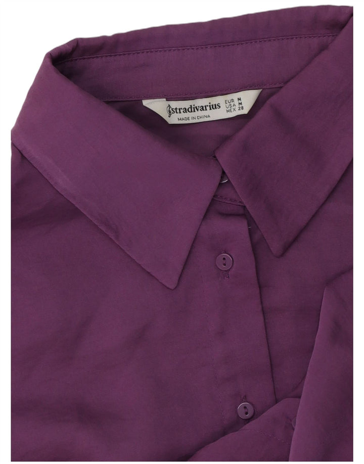 Stradivarius Damen Crop-Oversize-Hemdbluse, UK 14, Mittelviolett