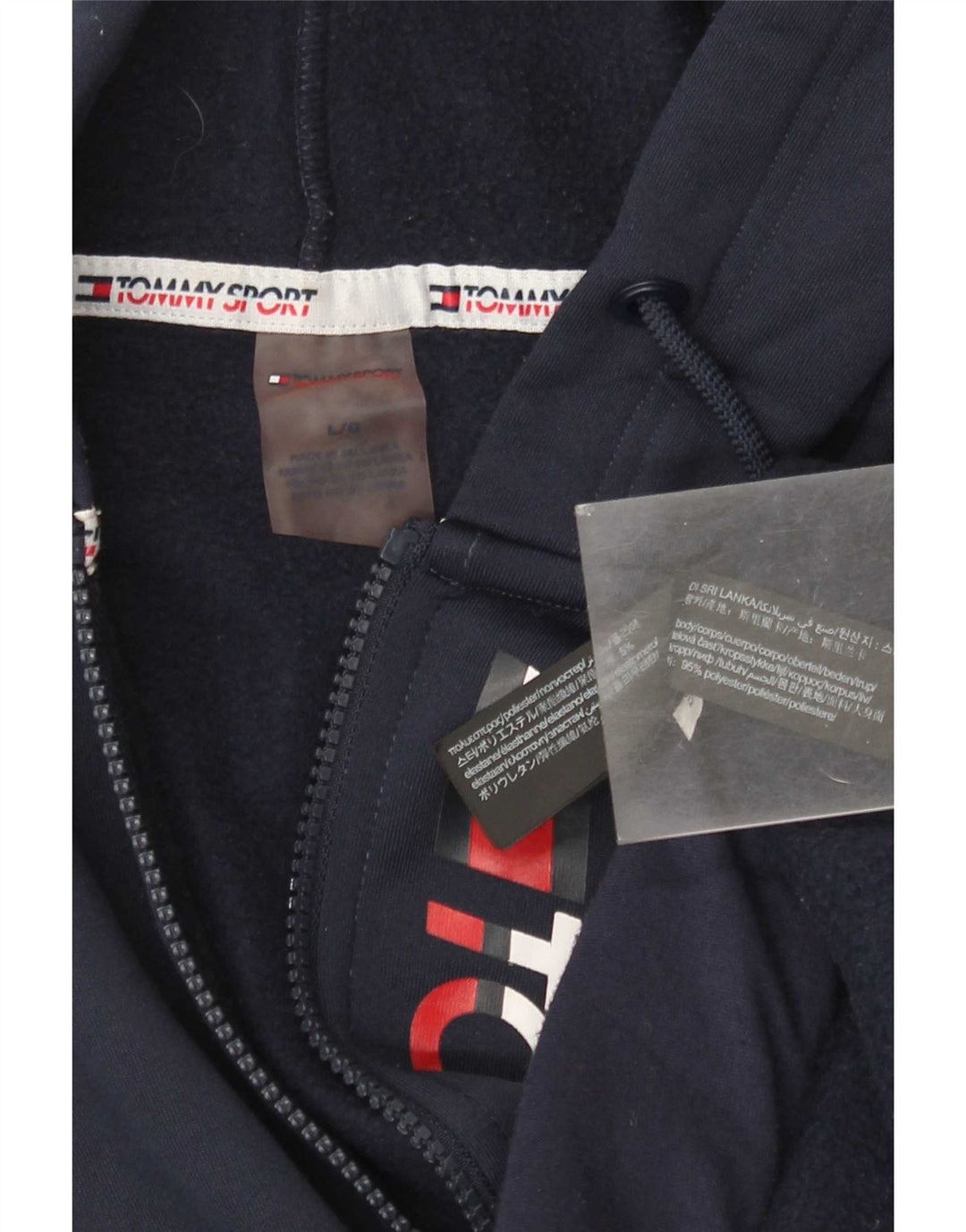 Tommy Hilfiger Herren-Kapuzenpullover mit grafischem Reißverschluss, groß, marineblau, Polyester