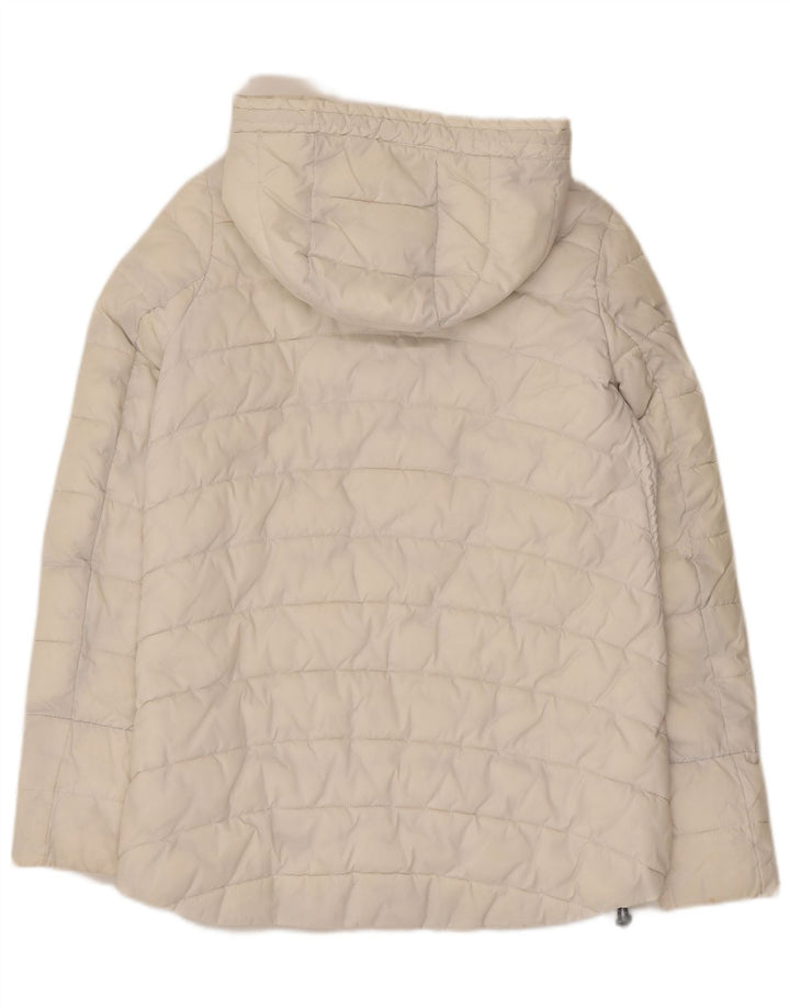 Superdry Wattierte Damenjacke mit Kapuze, UK 8 Small, weißes Nylon