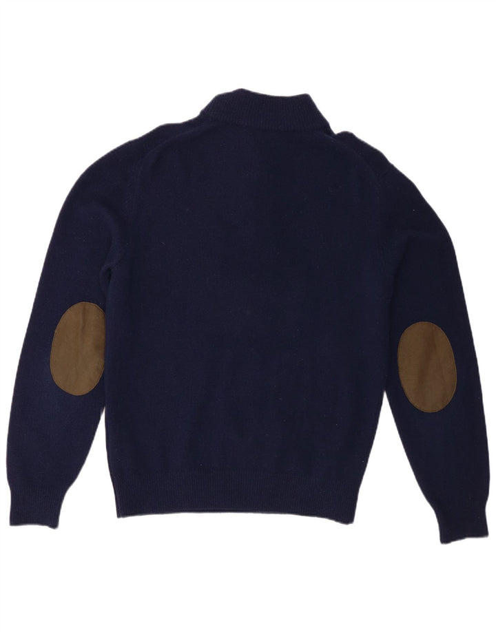 Hackett Herren-Pullover mit Reißverschluss am Hals, mittlere marineblaue Lammwolle