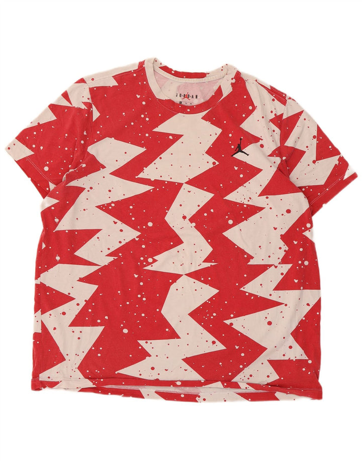 Jordan Herren T-Shirt Top XL Rote geometrische Baumwolle