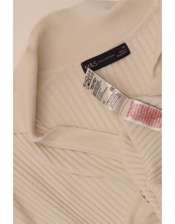 Marks & Spencer Damen-Pullover mit Rollkragen, UK 14, mittelweiße Viskose