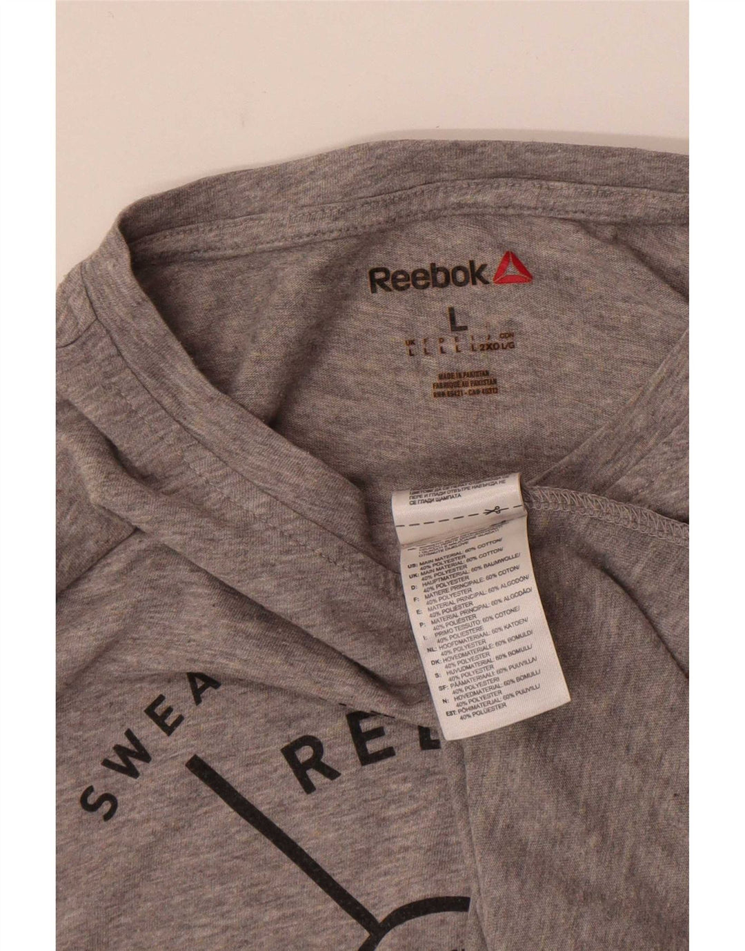 Reebok Herren Graphic T-Shirt Top Large Grau Baumwolle