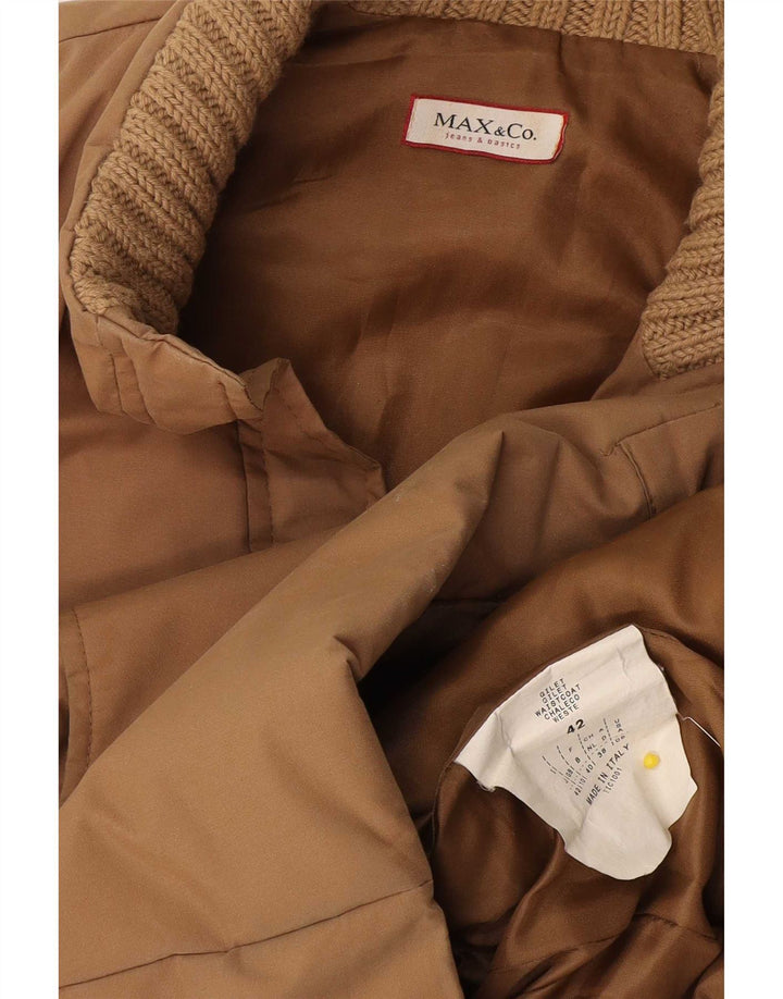 Max & Co. Damen-Übergröße, wattierte Weste, UK 10, Größe S, Beige, Baumwolle