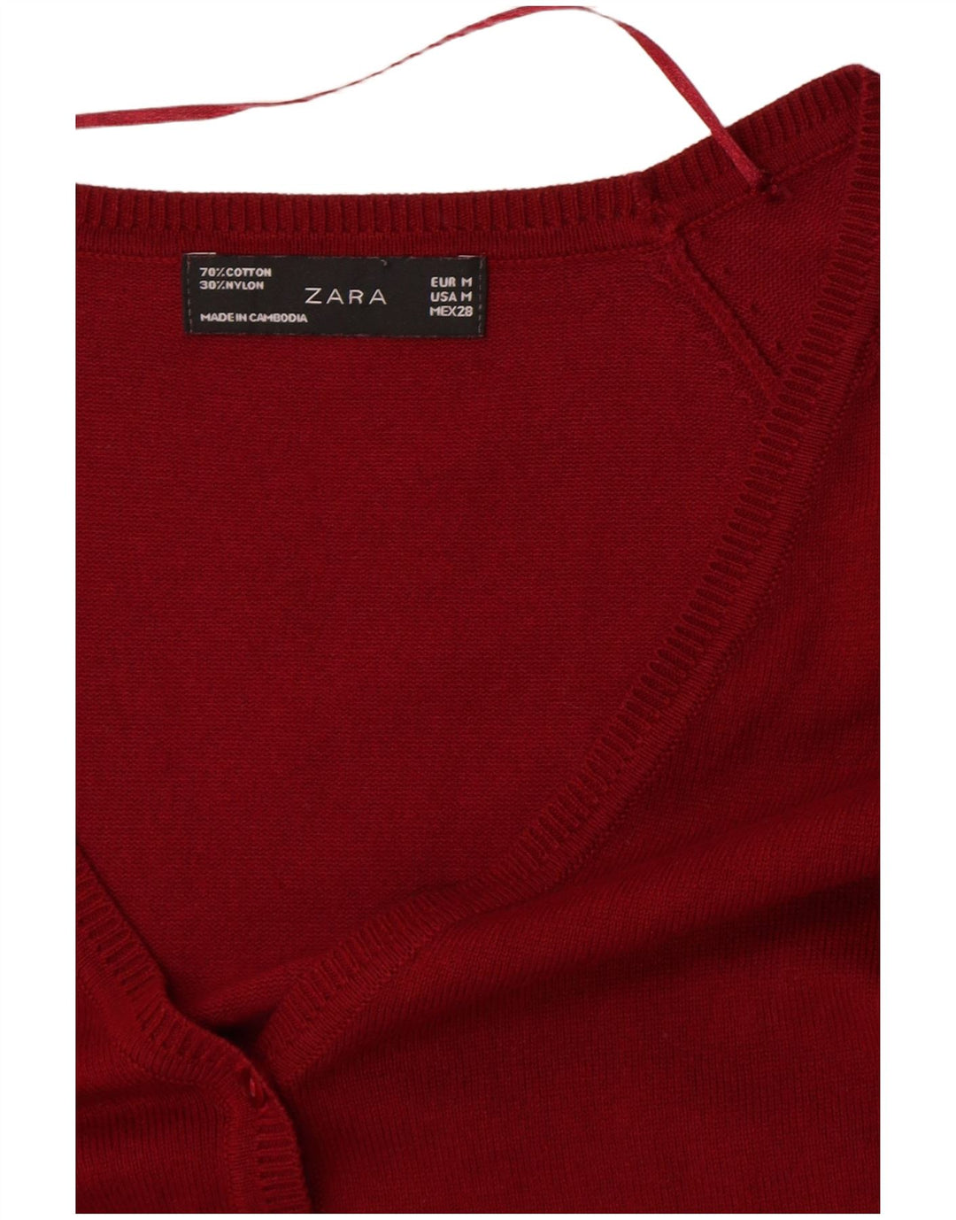 Zara Damen-Cardigan-Pullover aus mittelroter Baumwolle