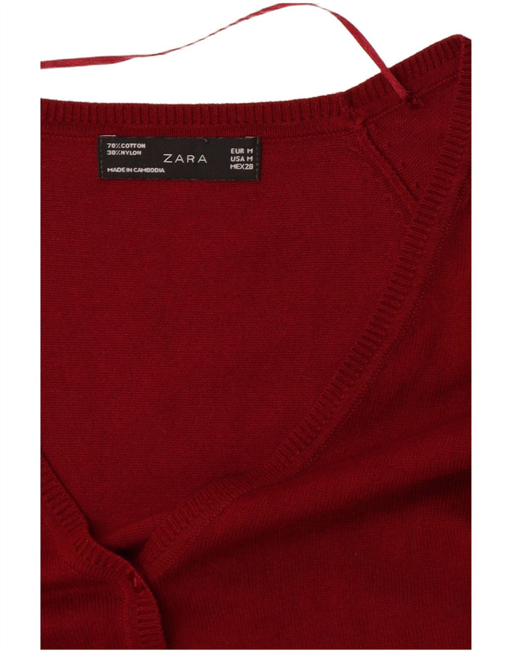 Zara Damen-Cardigan-Pullover aus mittelroter Baumwolle