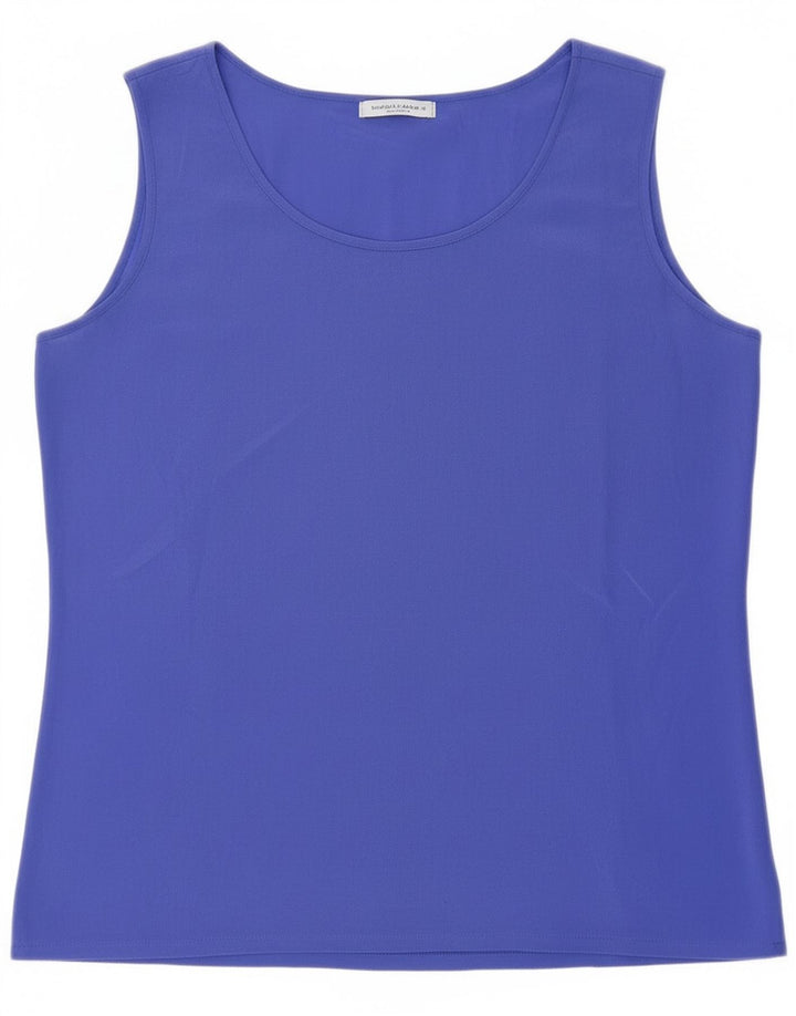 Vintage Damen Durchsichtiges Weste Top UK 8 Kleine blaue Seide
