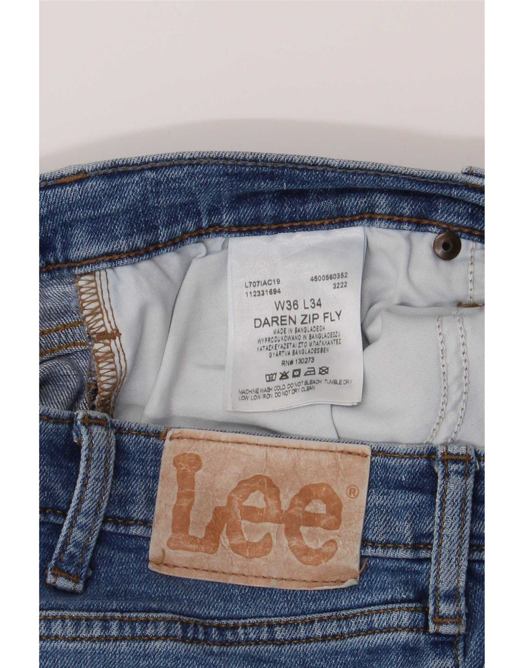 Lee Herren Daren Zip Fly Distressed Slim Jeans W36 L34 Blaue Baumwolle