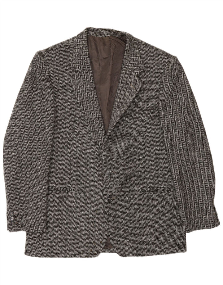 Lanificio Campore Herren-Blazer mit 2 Knöpfen, Gr. 40, groß, grau, Fischgrätenmuster