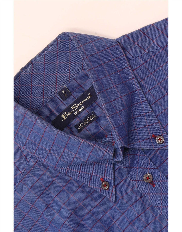 Ben Sherman Herrenhemd aus mittelblau karierter Baumwolle