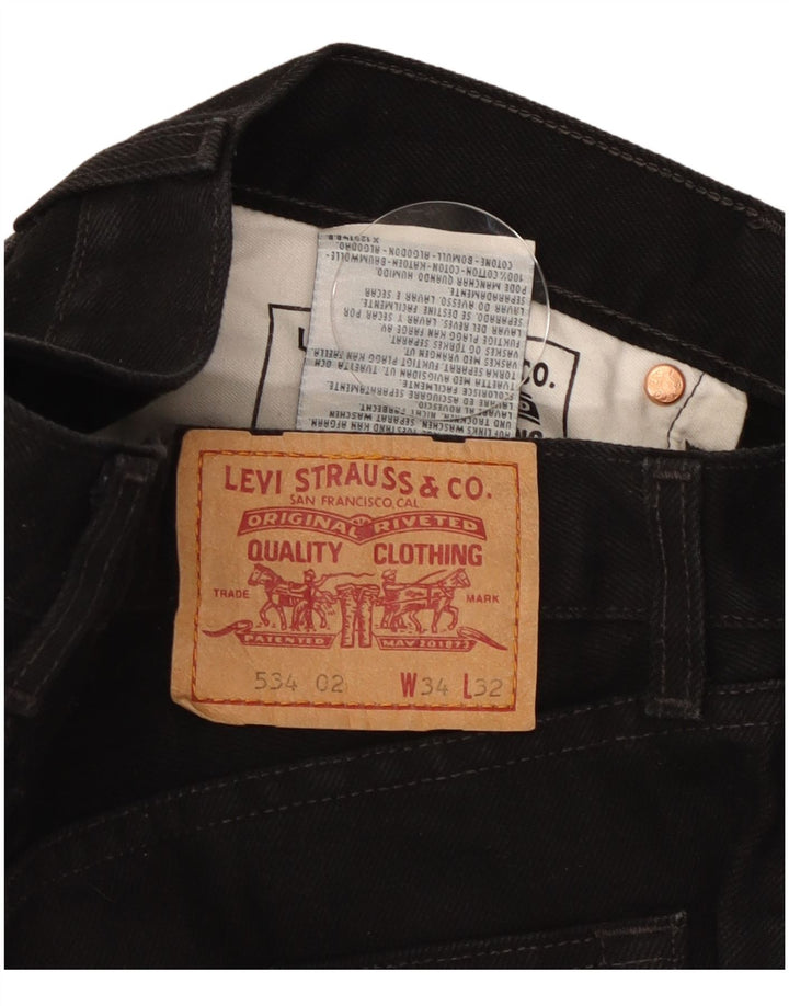 Levi's Herren 534 Straight Jeans W34 L28 Schwarze Baumwolle
