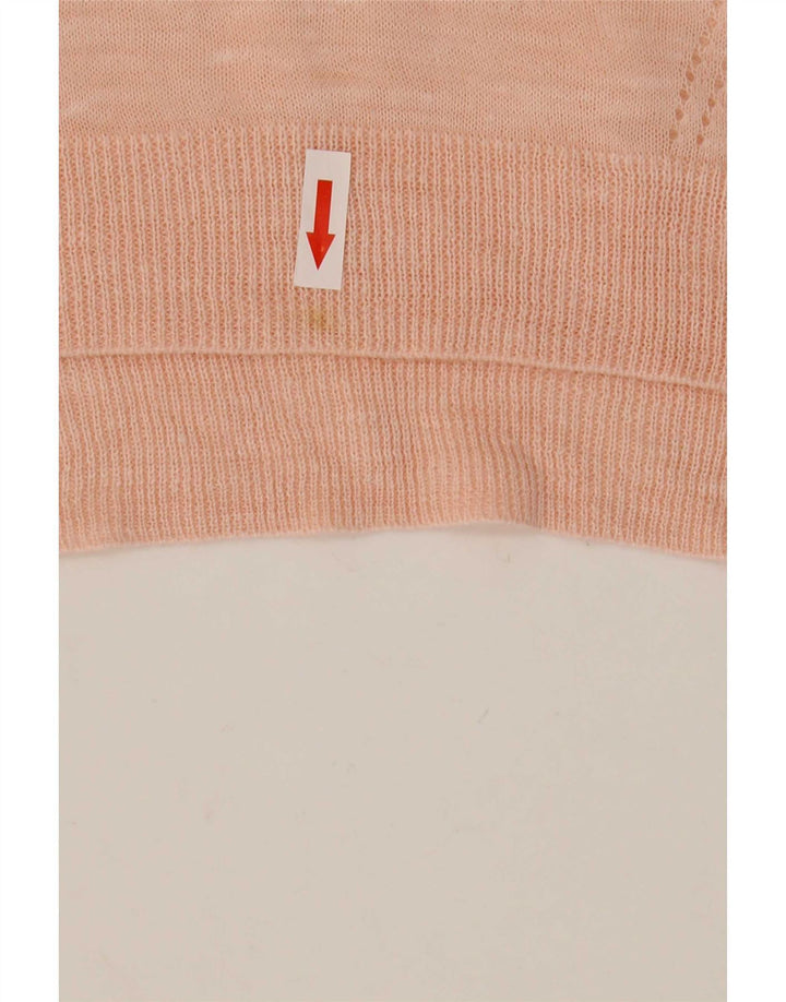 Marks & Spencer Damen Durchsichtiger Pullover mit V-Ausschnitt, Gr. 14, Mittelrosa