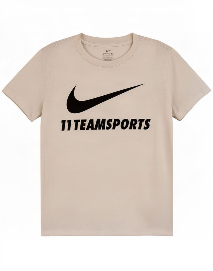 Nike Damen Dri Fit Graphic T-Shirt Top UK 12 Mittelweißes Polyester