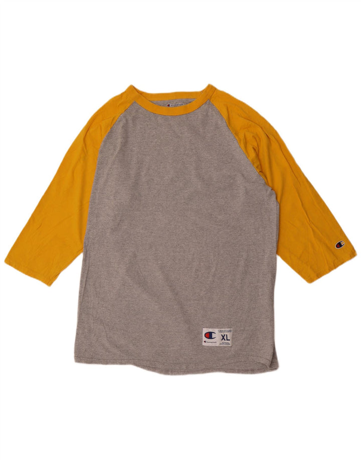 CHAMPION Herren-Top, langärmelig, XL, Grau, Colourblock-Baumwolle
