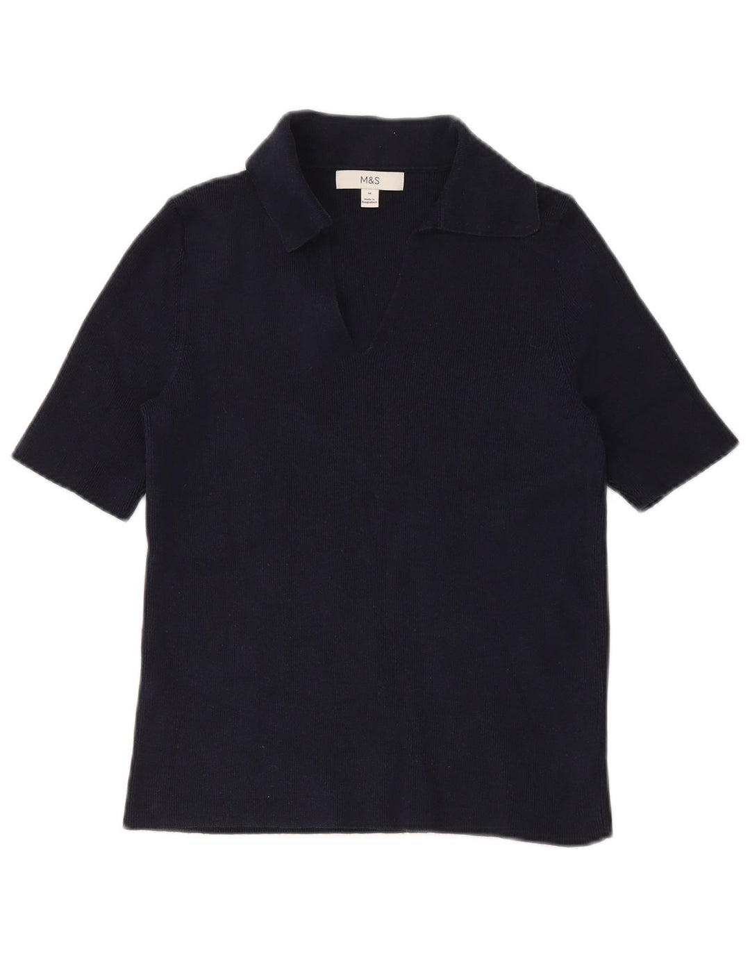 Marks & Spencer Damen Poloshirt UK 12 Medium Marineblau Baumwolle