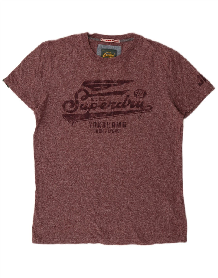 Superdry Damen Grafik-T-Shirt-Oberteil aus großer, kastanienbraun gesprenkelter Baumwolle