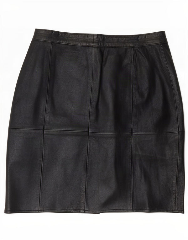 Vintage Damen Lederrock EU 40 Medium W28 Schwarz