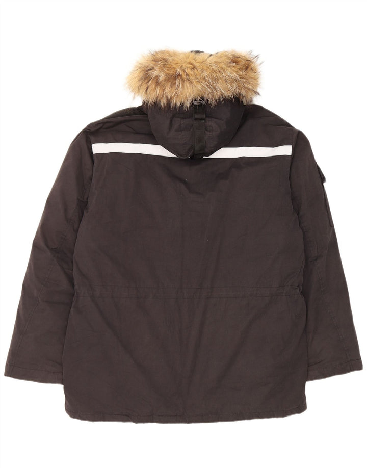 Dolomite Wattierte Herrenjacke mit Kapuze, UK 42 XL, schwarzes Nylon