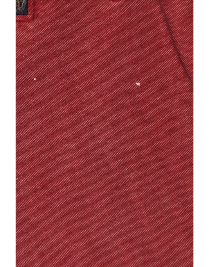 Fat Face Herren-Sweatshirt mit Reißverschluss am Hals, mittelrote Baumwolle