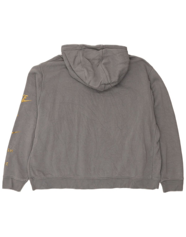 Nike Damen Swoosh Graphic Übergroßer Kapuzenpullover UK 20 2XL Grau Sport