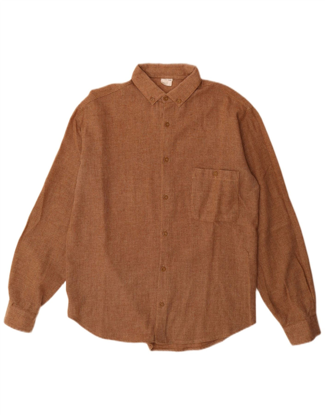 Vintage Herrenhemd Größe 39 Mittelbraunes Polyester
