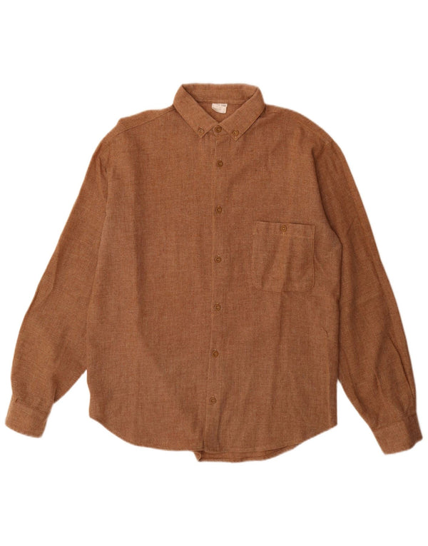 Vintage Herrenhemd Größe 39 Mittelbraunes Polyester