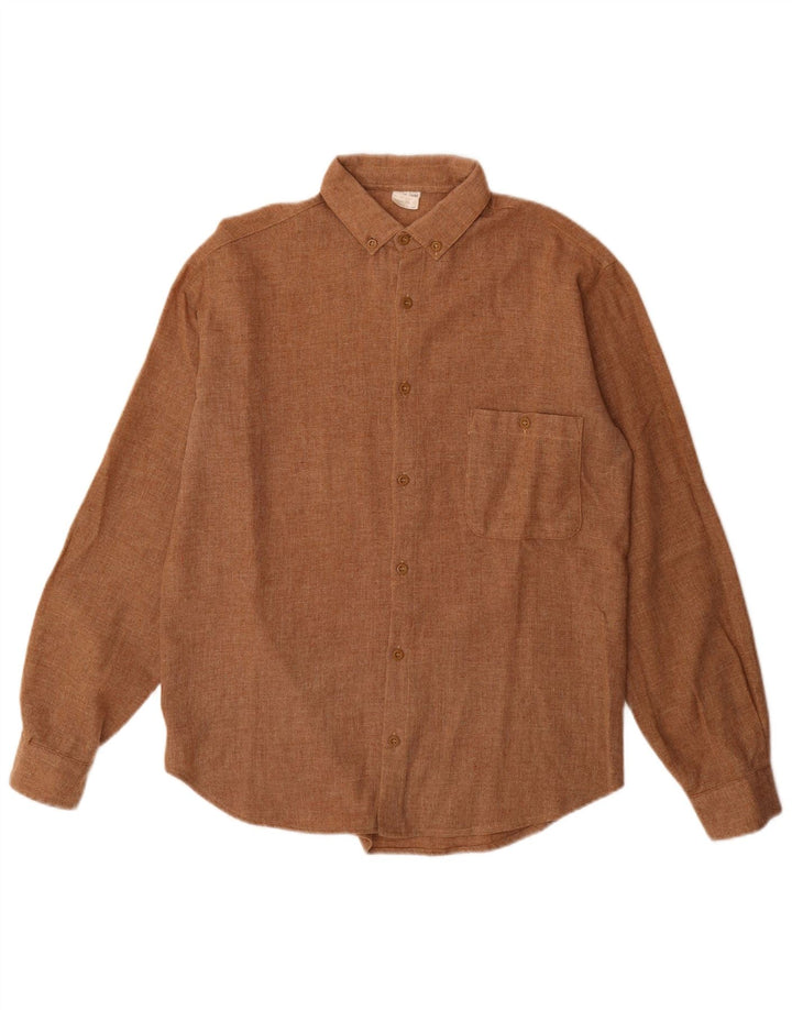 Vintage Herrenhemd Größe 39 Mittelbraunes Polyester