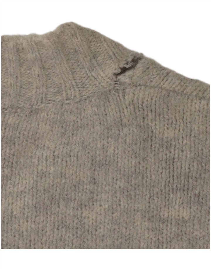 Zara Damen-Pullover, übergroß, V-Ausschnitt, Gr. 10, Größe S, Grau, Acryl