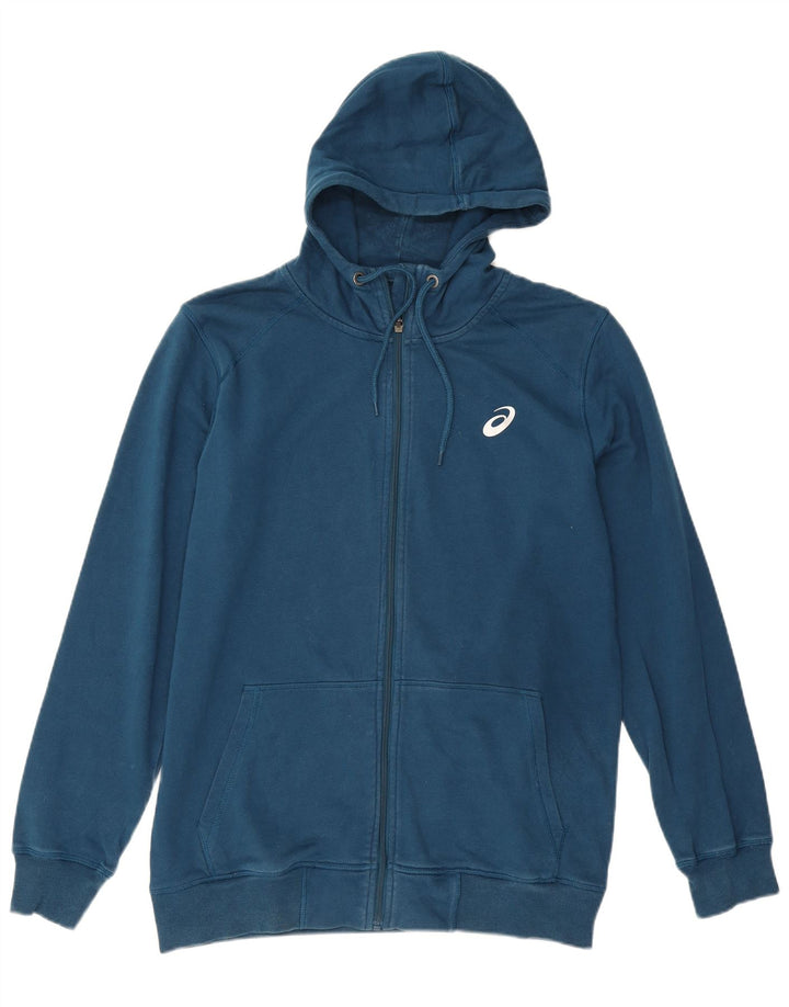 Asics Herren-Kapuzenpullover mit Reißverschluss, groß, marineblaue Baumwolle